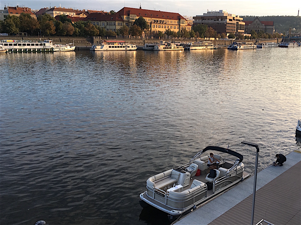 pontoon wine boat cruise vltava river prague