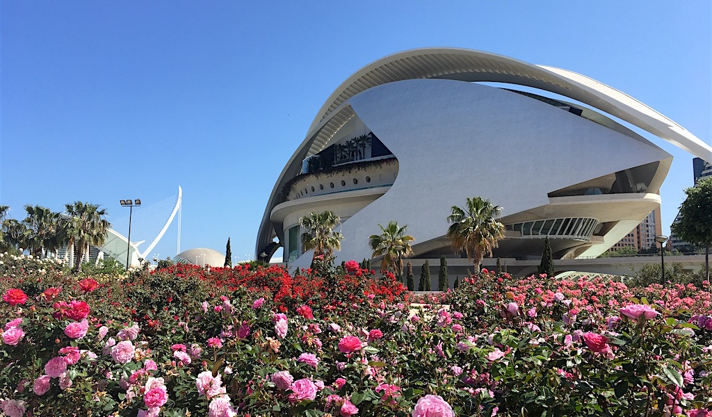 Valencia Opera House with rose garden