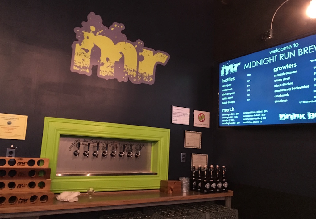 Midnight Run Brewing taproom taps frederick