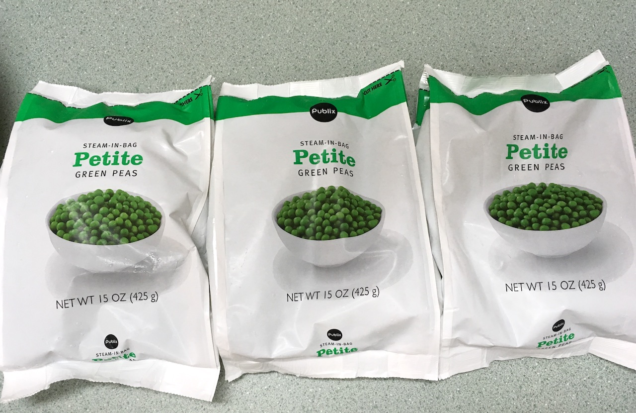 bags of frozen peas